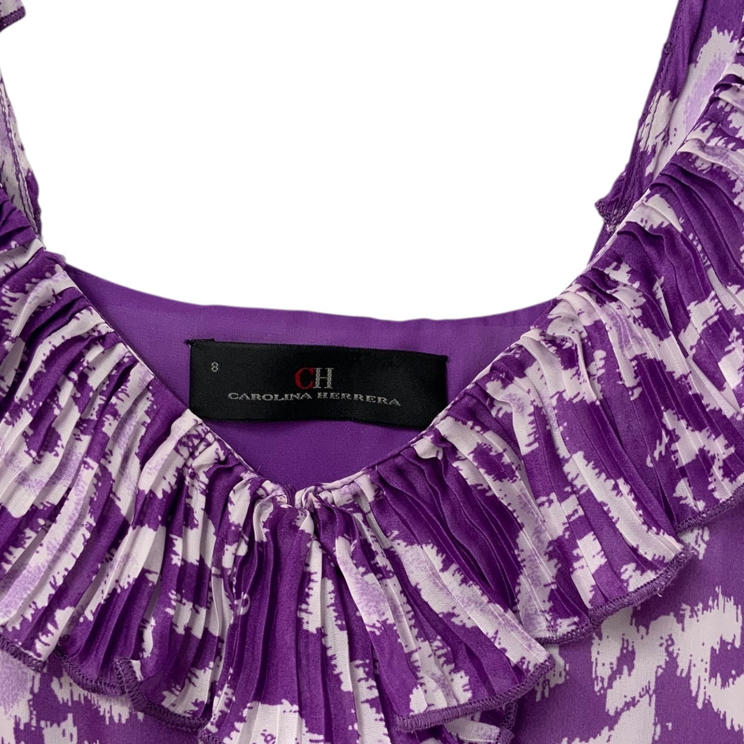 Carolina Herrera Purple and White Frill Dress