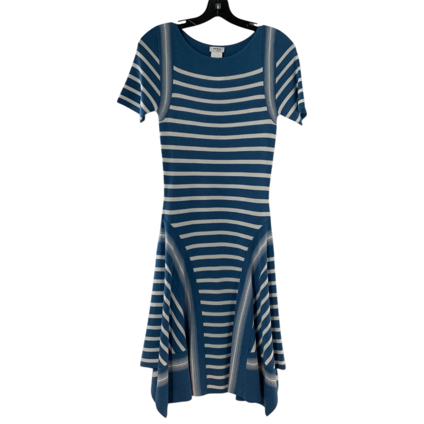 Akris Punto Blue and White Striped Flowy Fitted Dress