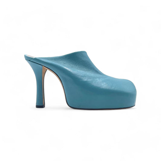 Bottega Blue Leather Mules