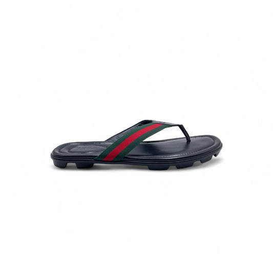 Gucci Men's Web & Leather Thong Sandals