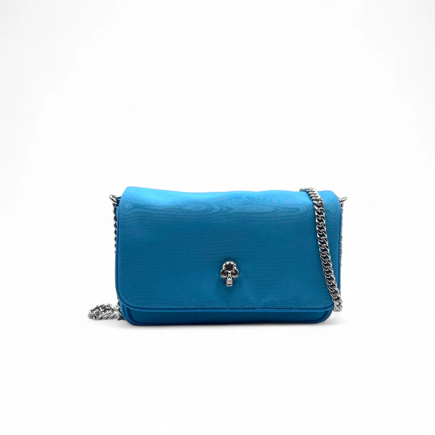 McQueen Skull Blue Nylon Crossbody Bag