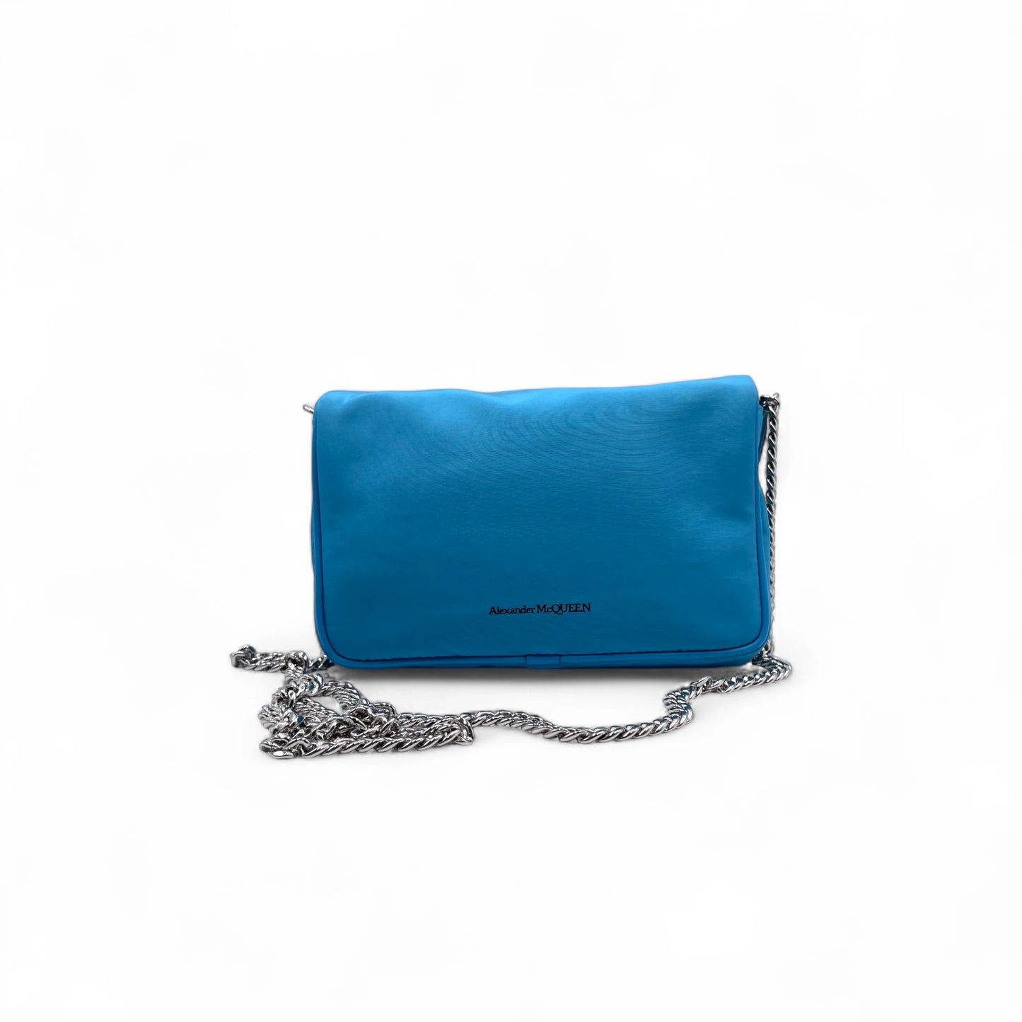 McQueen Skull Blue Nylon Crossbody Bag