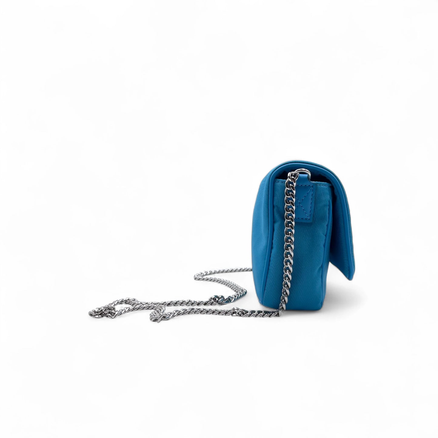 McQueen Skull Blue Nylon Crossbody Bag