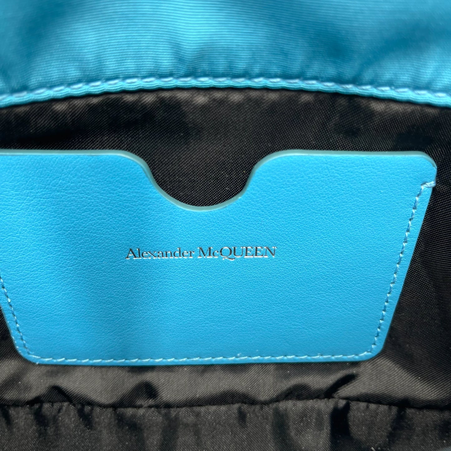 McQueen Skull Blue Nylon Crossbody Bag