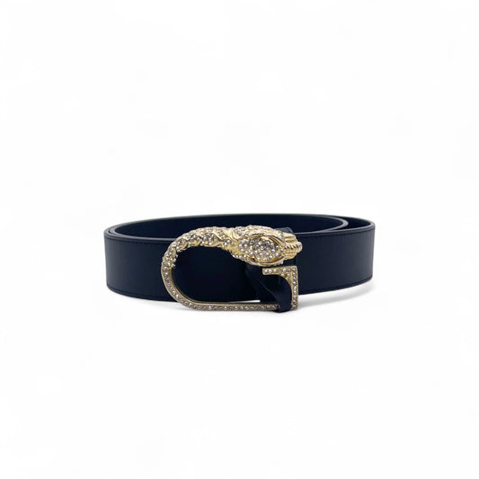 Gucci Crystal Tiger Head G Logo Belt 90/36