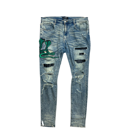 Amiri Art Snake Patch Jeans