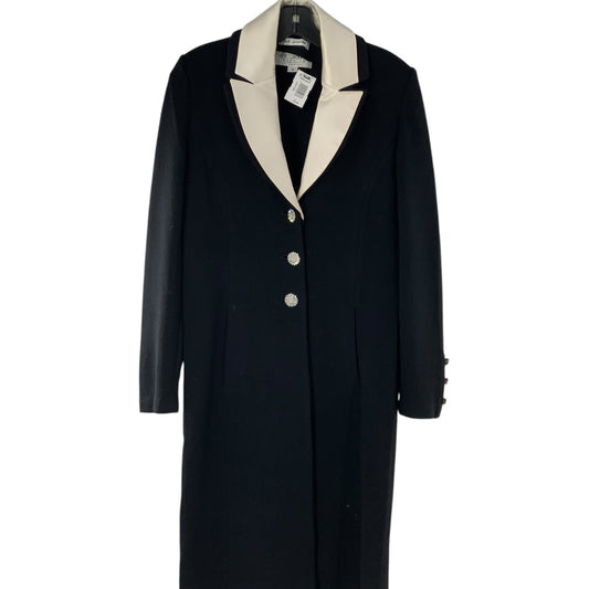 St. John Evening By Marie Gray Black Cardigan Overcoat with White Trim