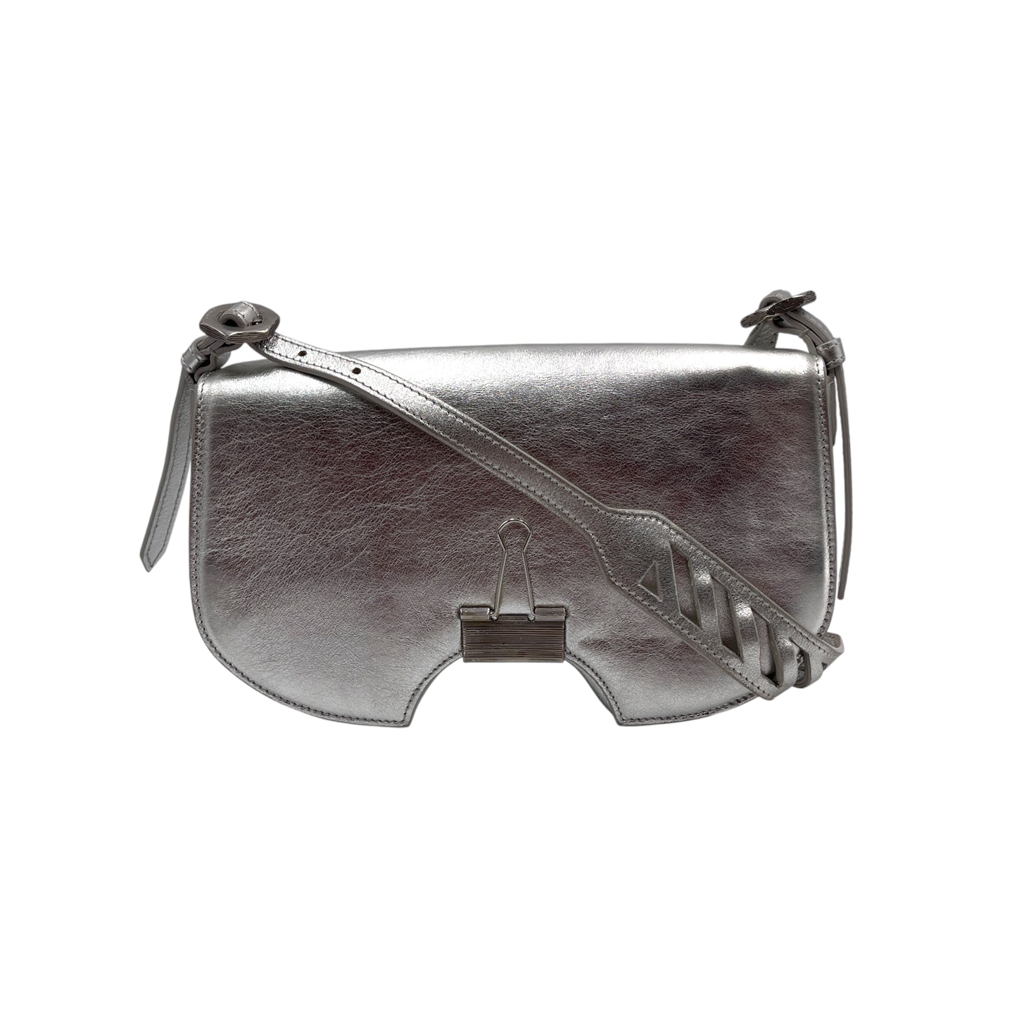 Off-White Silver Swiss Flap Shoulder Bag