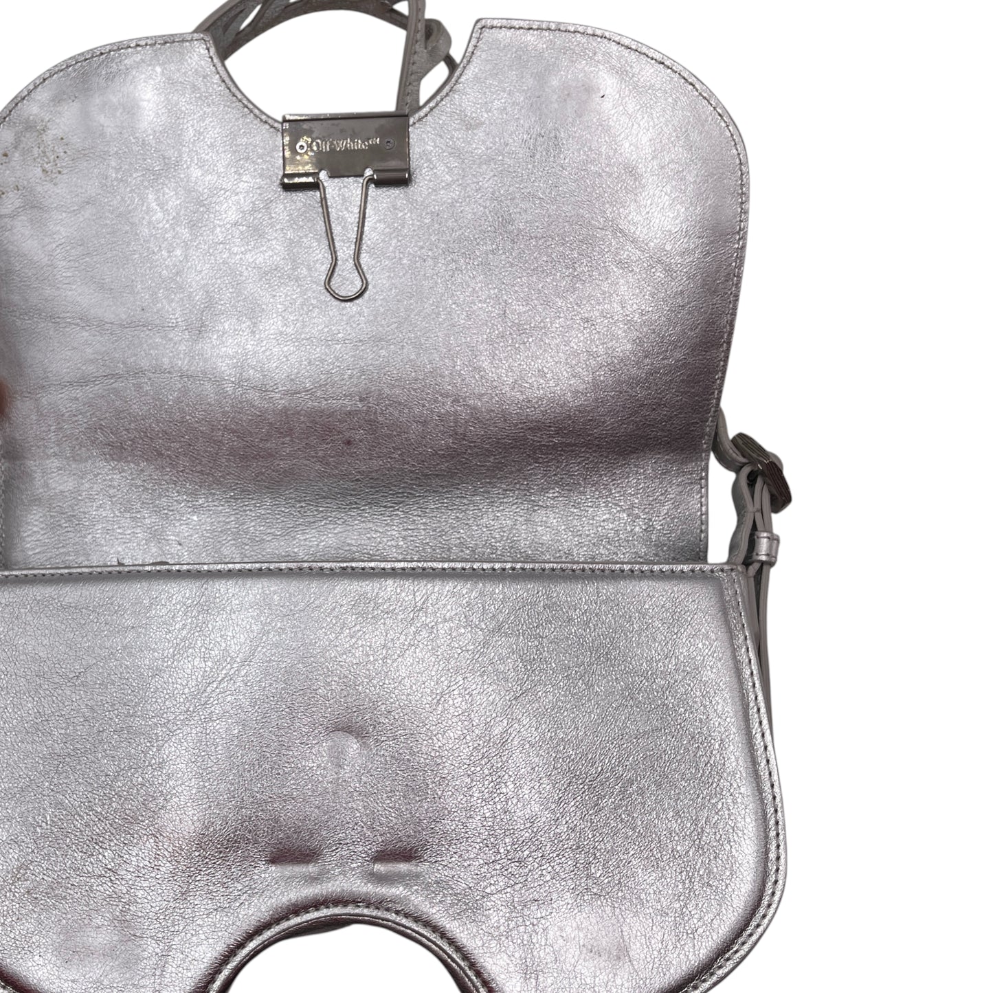 Off-White Silver Swiss Flap Shoulder Bag