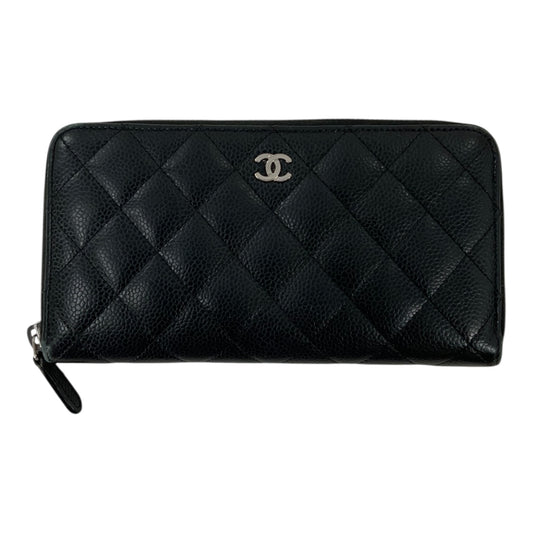 Chanel Quilted Caviar Zip Around Wallet