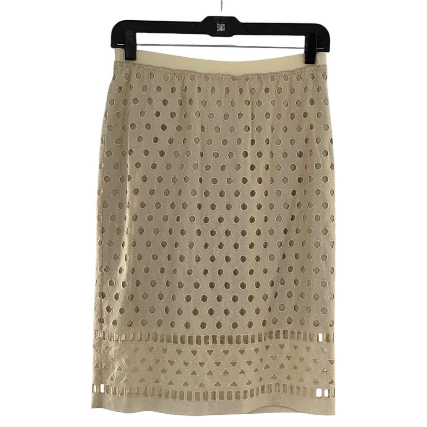 Red Valentino Ivory/Gold Tone Geometric Cutout Skirt