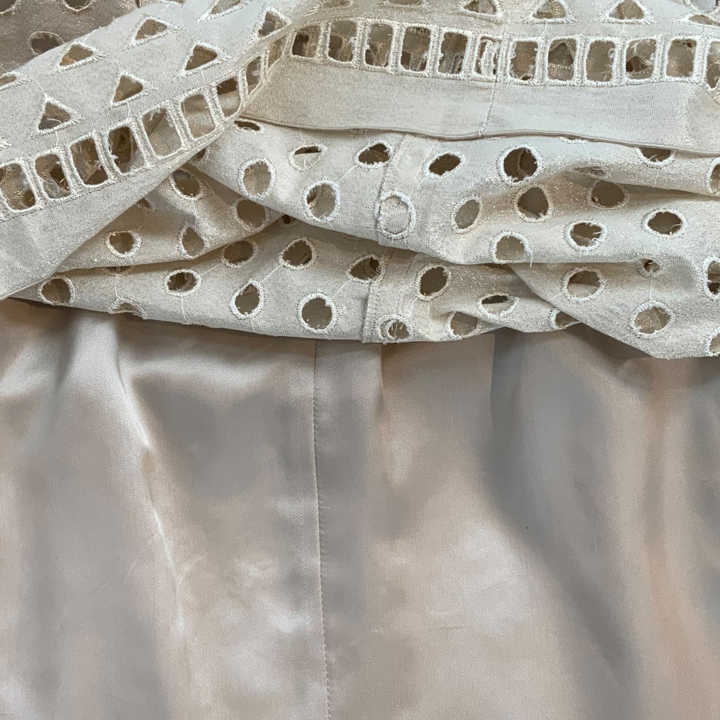 Red Valentino Ivory/Gold Tone Geometric Cutout Skirt