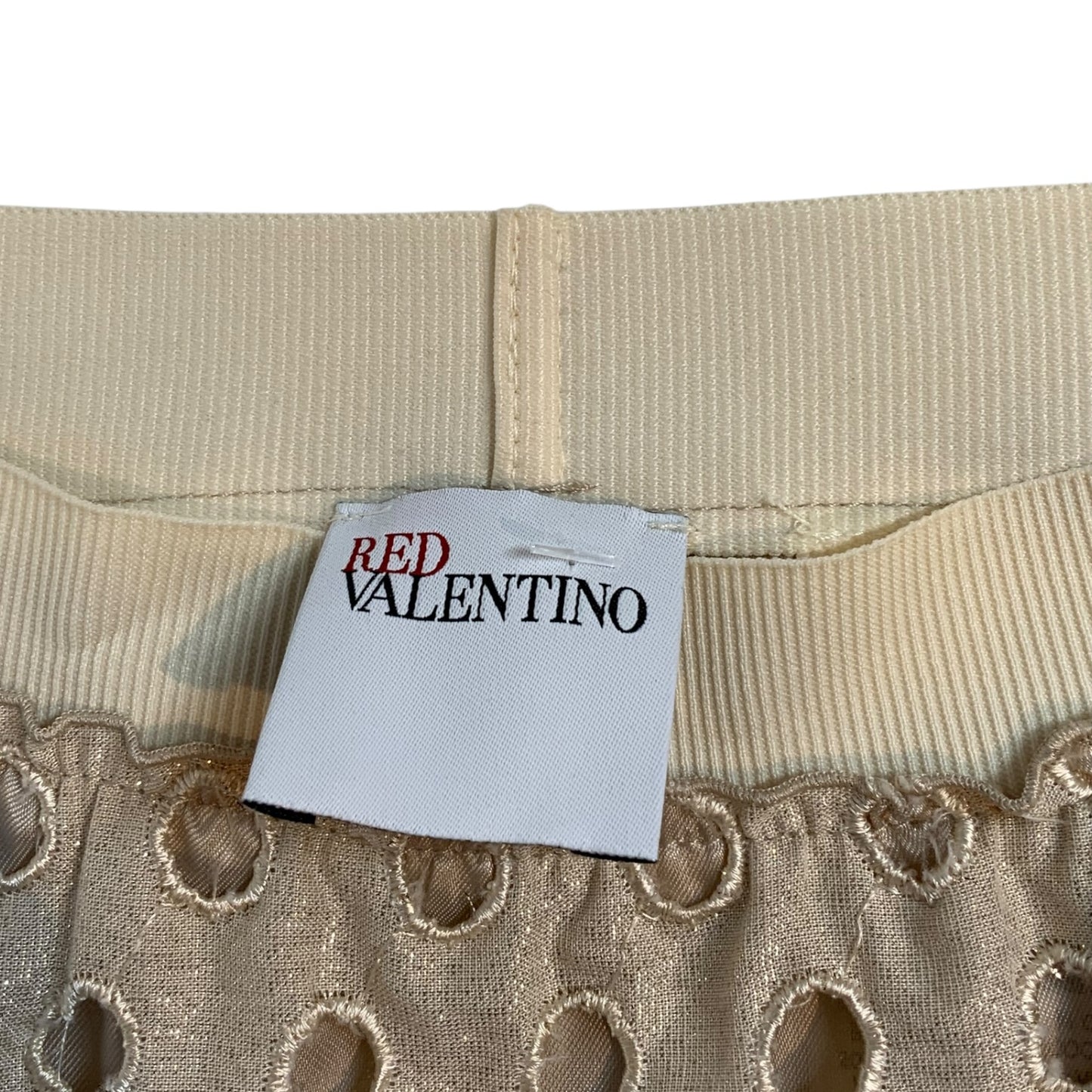 Red Valentino Ivory/Gold Tone Geometric Cutout Skirt