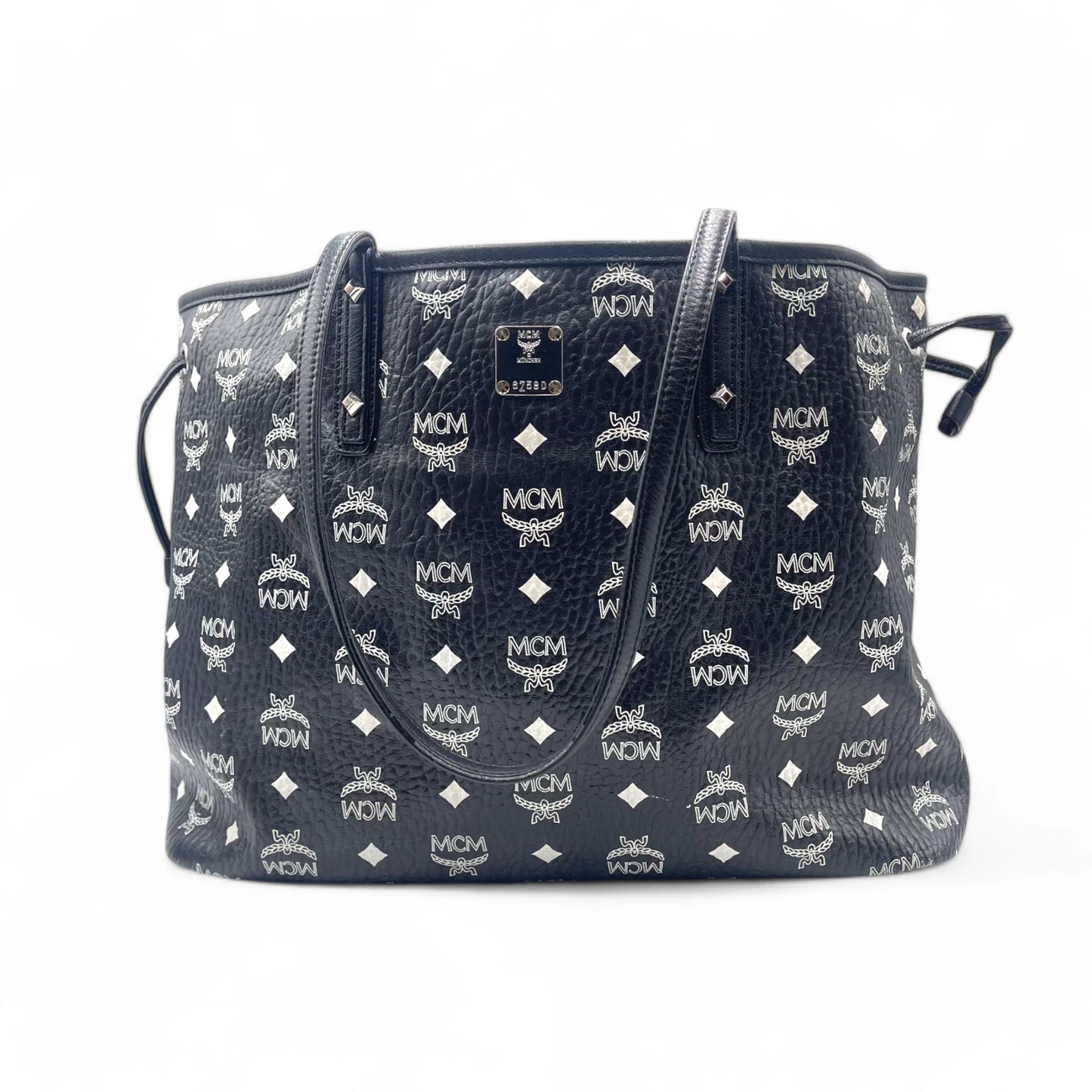 MCM Black white Visetos Liz Tote