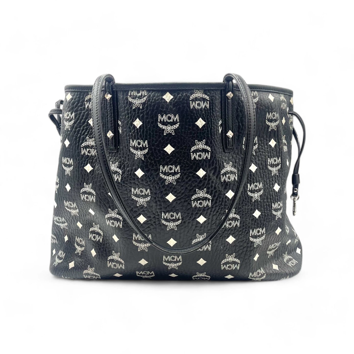 MCM Black white Visetos Liz Tote