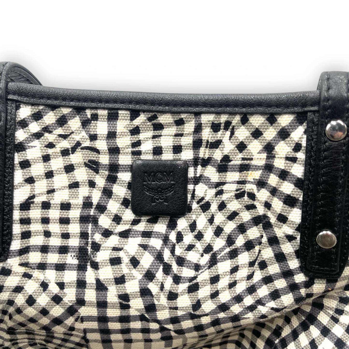 MCM Black white Visetos Liz Tote