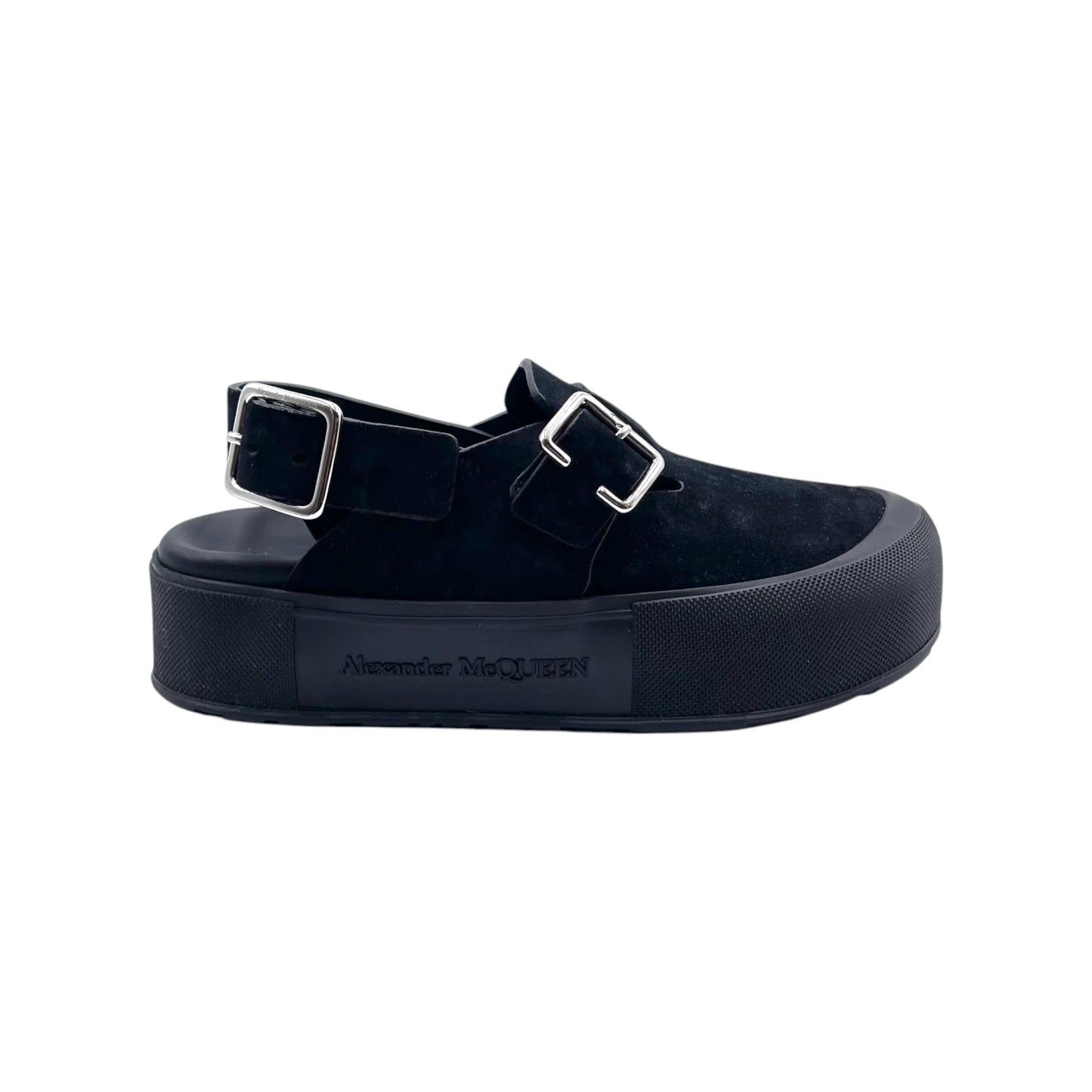 McQueen Suede Slingback Mules