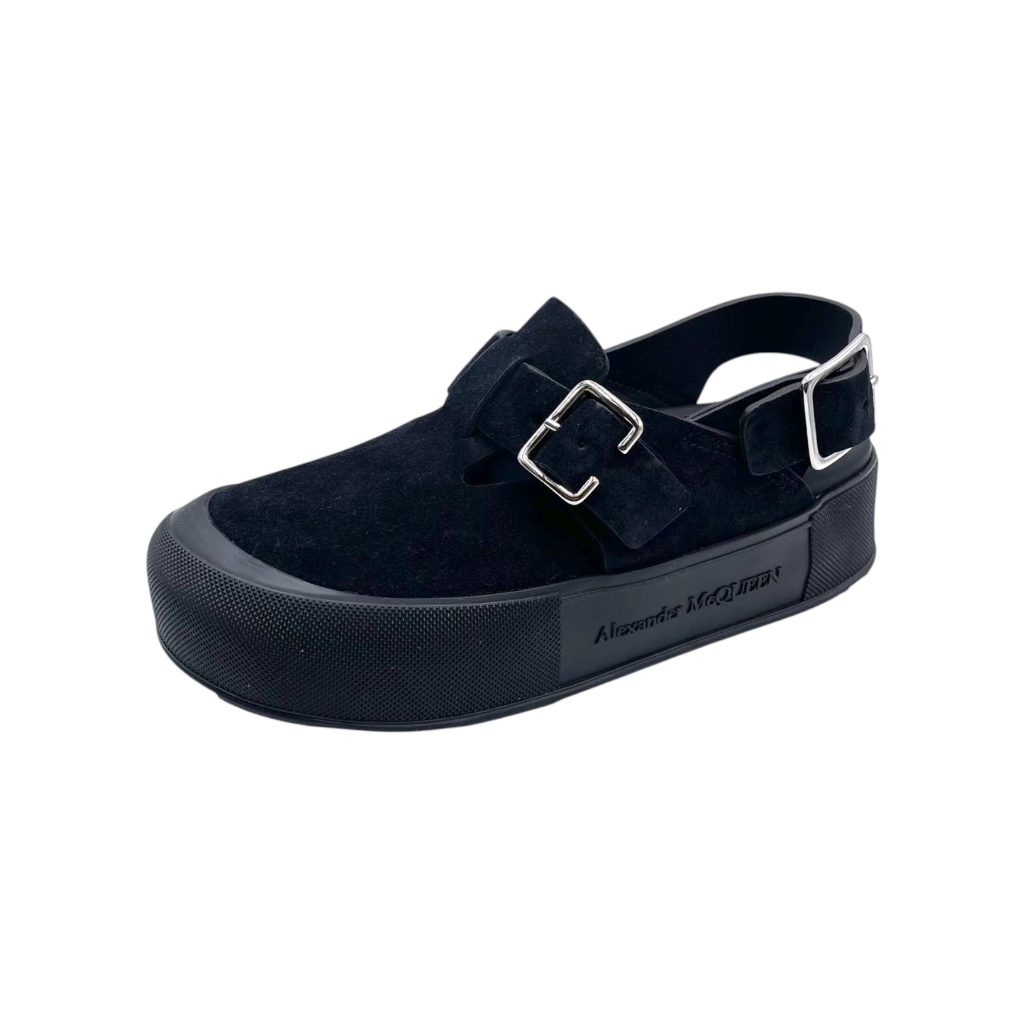 McQueen Suede Slingback Mules