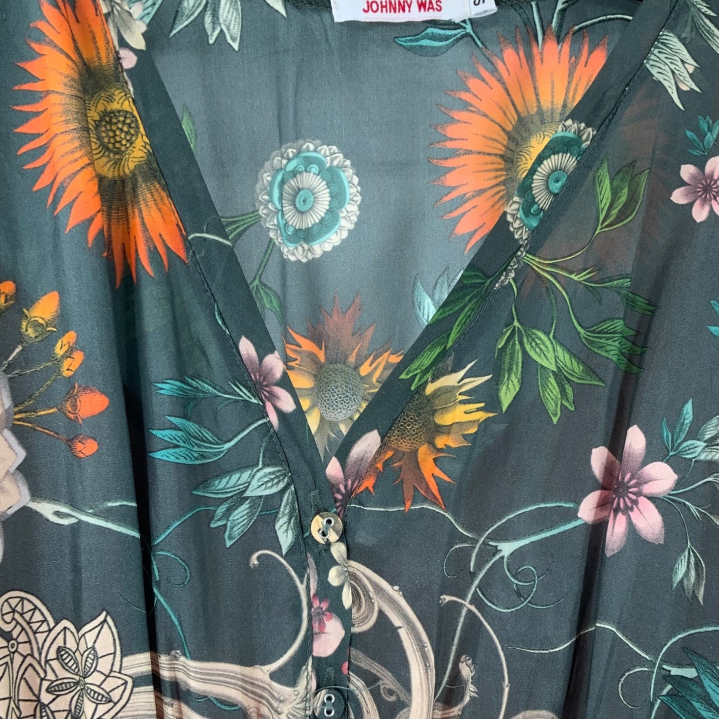 Johnny Was Baize Silk Floral Dress