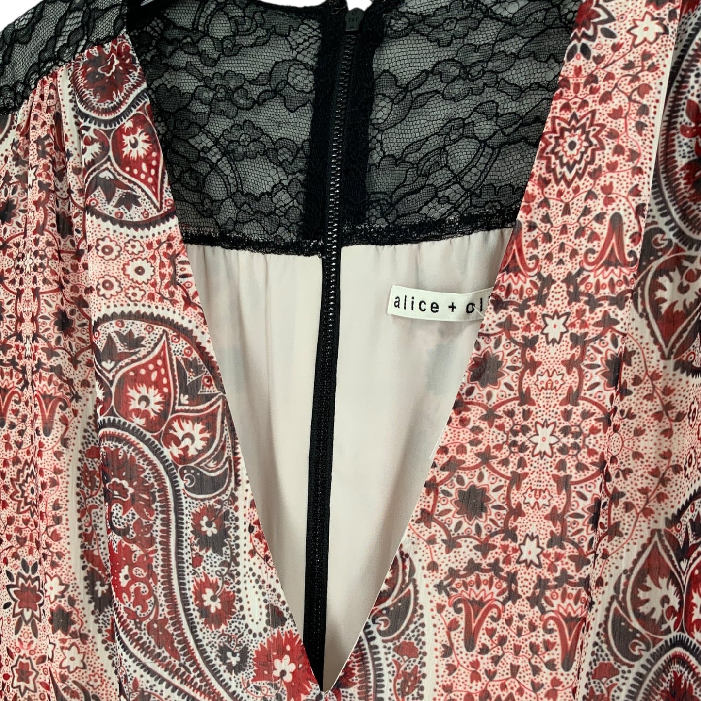 Alice + Olivia Paisley Print with Lace Detailing Maxi Dress