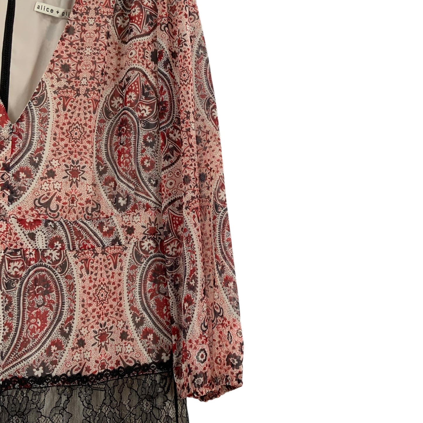 Alice + Olivia Paisley Print with Lace Detailing Maxi Dress