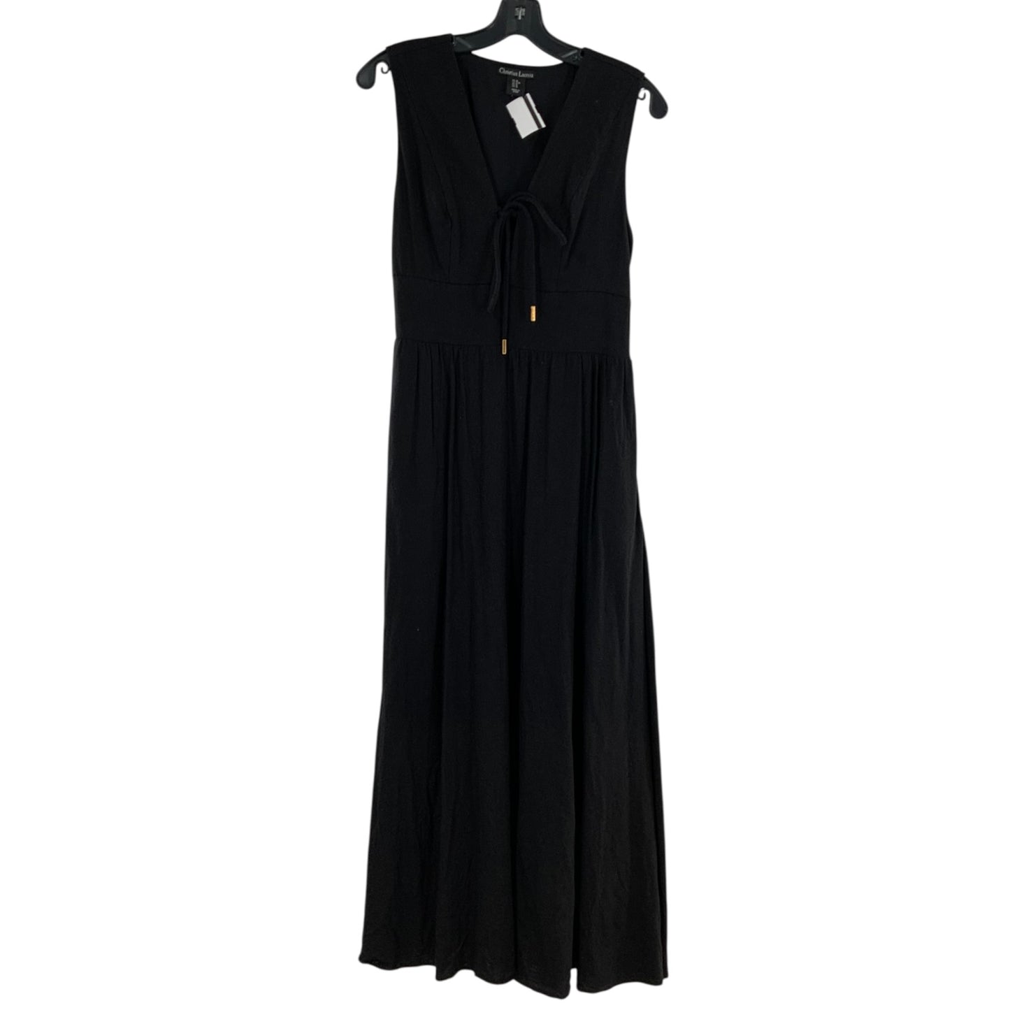 Christian Lacroix Black Deep V-Neck Cut Dress
