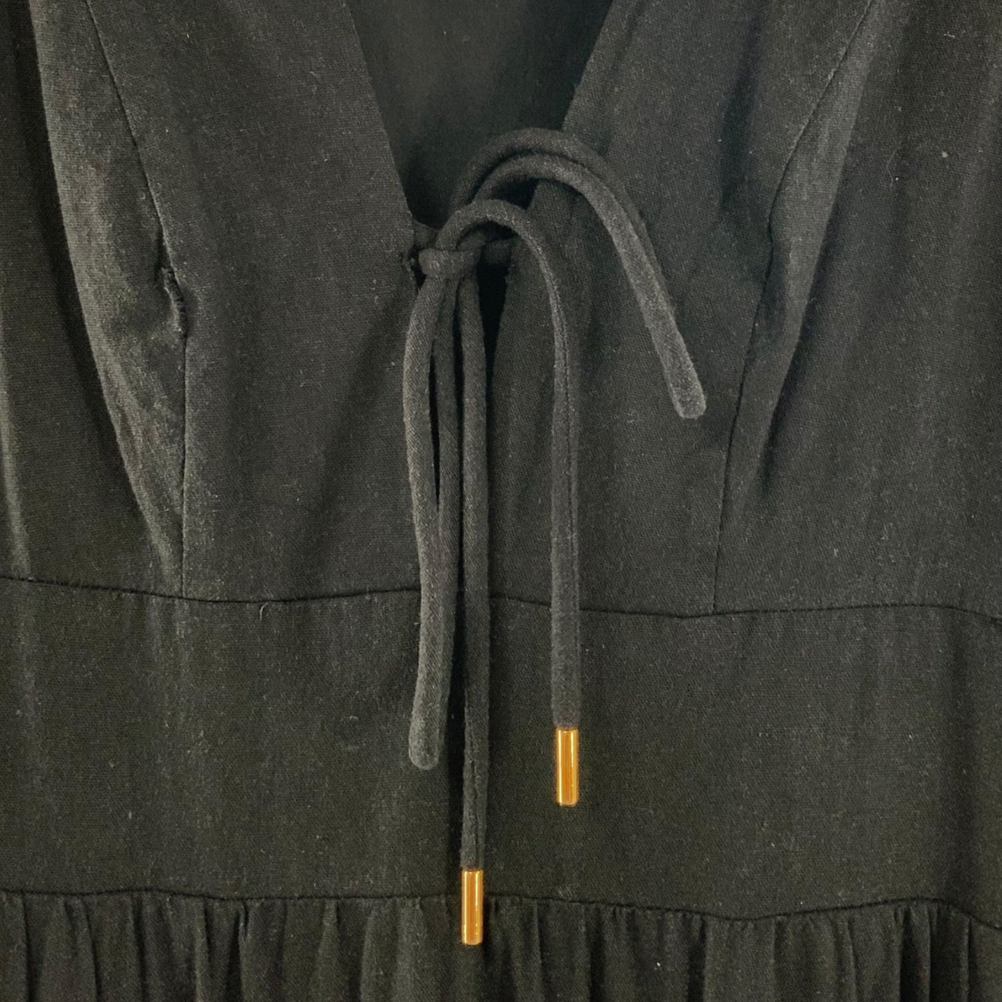 Christian Lacroix Black Deep V-Neck Cut Dress