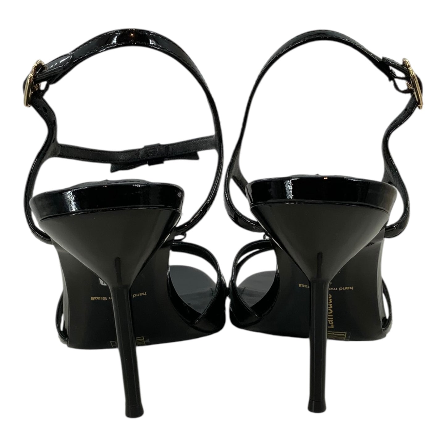 Larroude Brooks Soft Patent Black Leather Heels