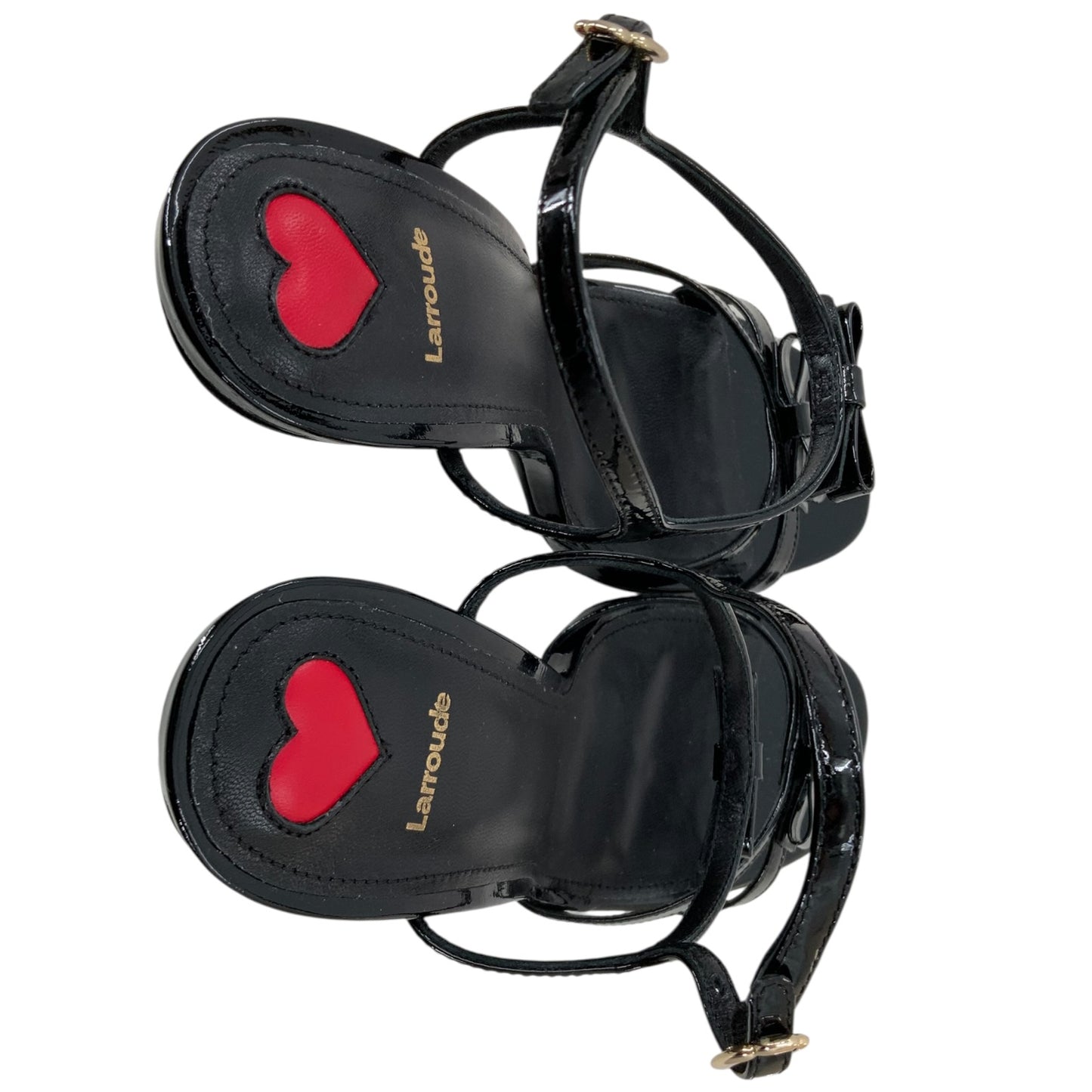 Larroude Brooks Soft Patent Black Leather Heels