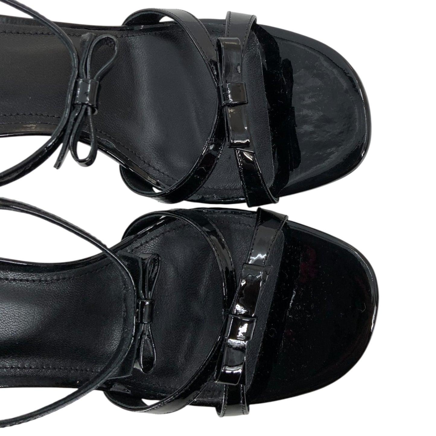Larroude Brooks Soft Patent Black Leather Heels