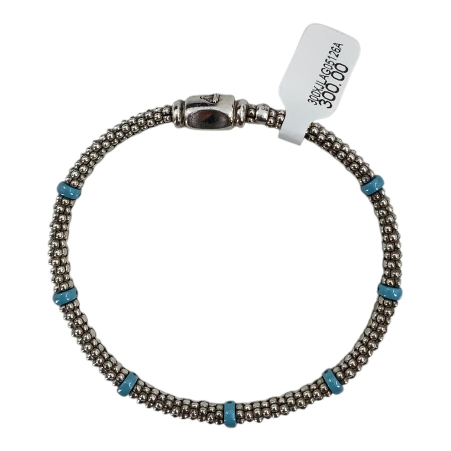 Lagos 925 Sterling Silver and Blue Ceramic Station Bracelet