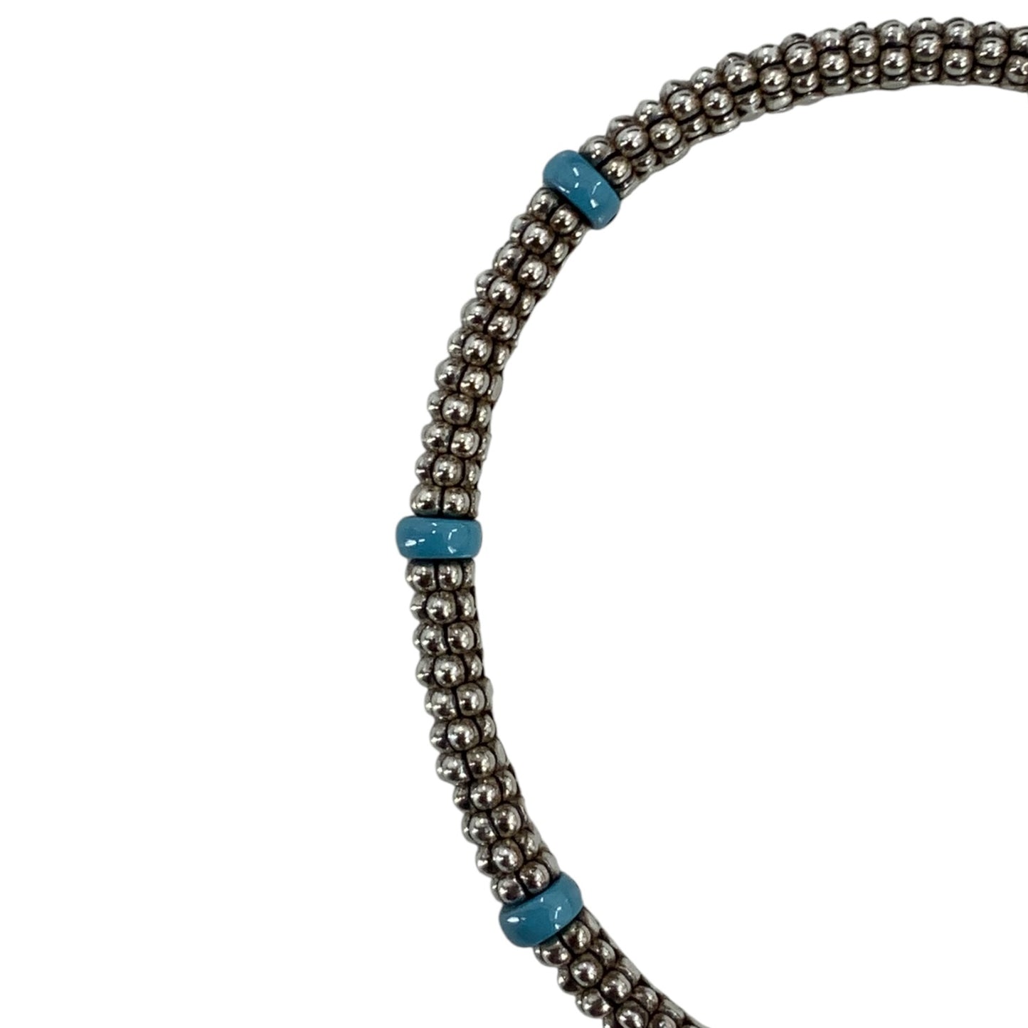 Lagos 925 Sterling Silver and Blue Ceramic Station Bracelet