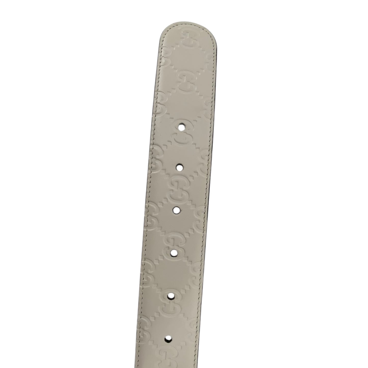 Gucci White Leather Interlocking “GG” Logo Belt