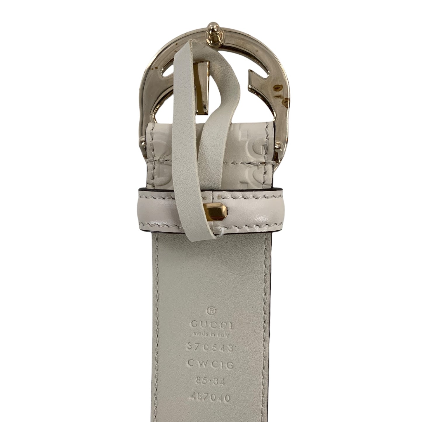 Gucci White Leather Interlocking “GG” Logo Belt