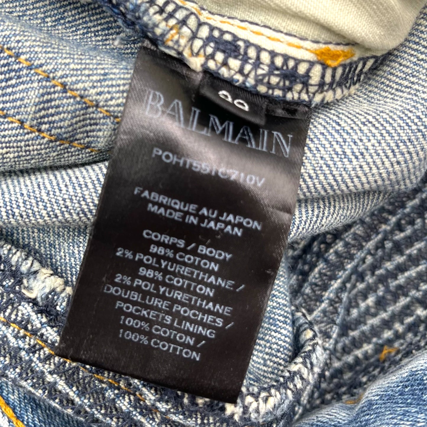 Balmain Blue Rip Moto Jean Size39