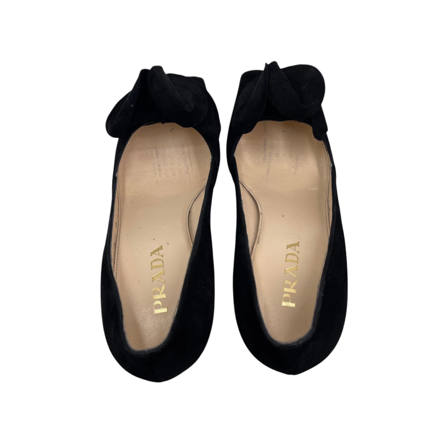 Prada Black Suede Peep Toe Pump