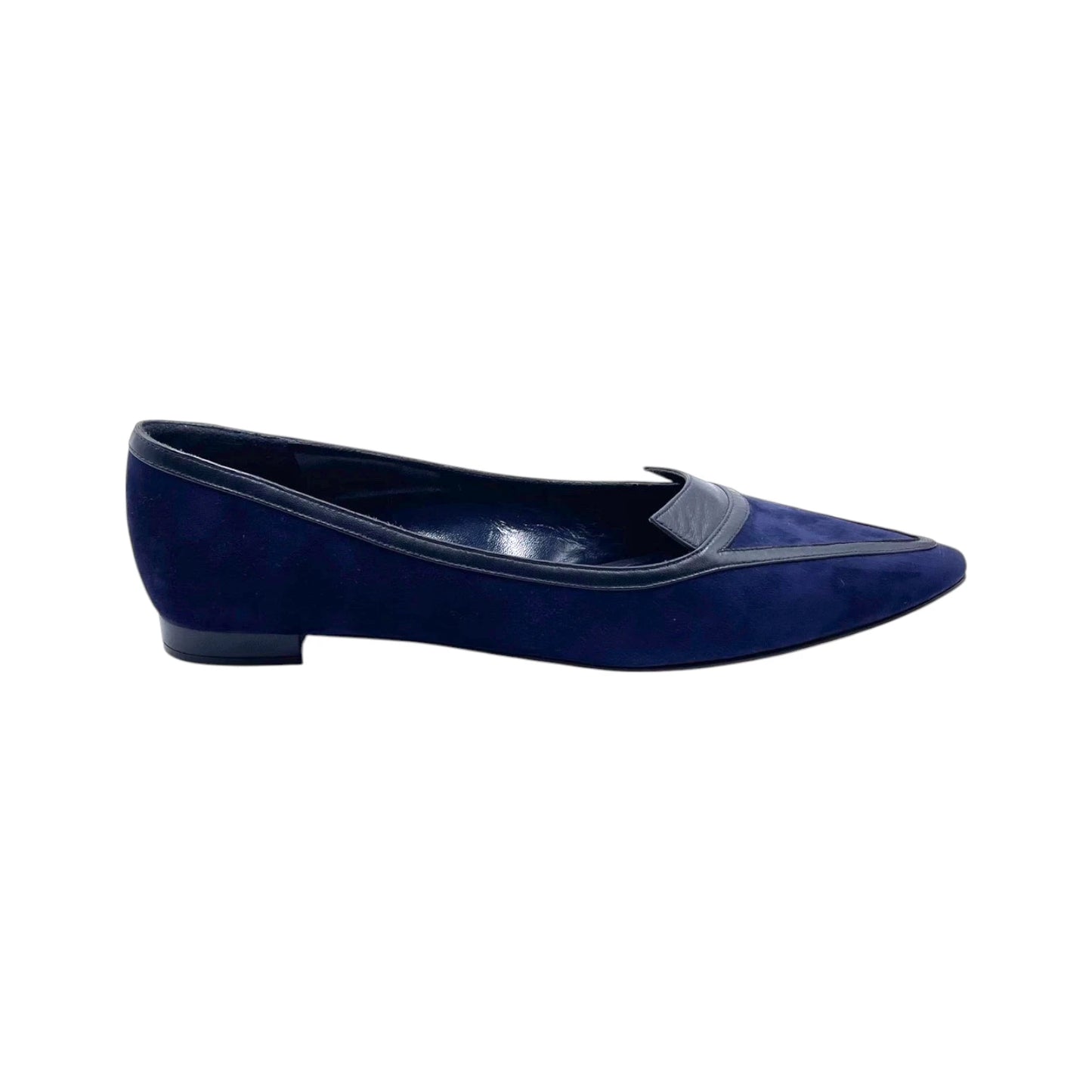 Manolo Blahnik Navy Suede Leather Flat