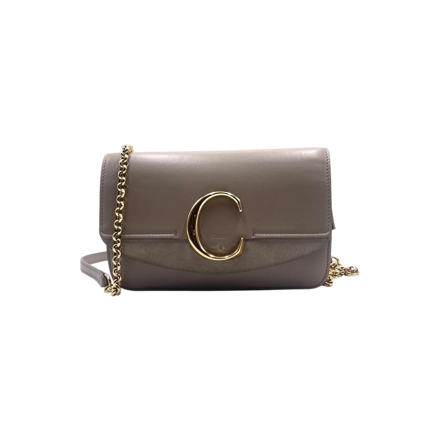 Chloé Calfskin Suede C Clutch Shoulder Bag
