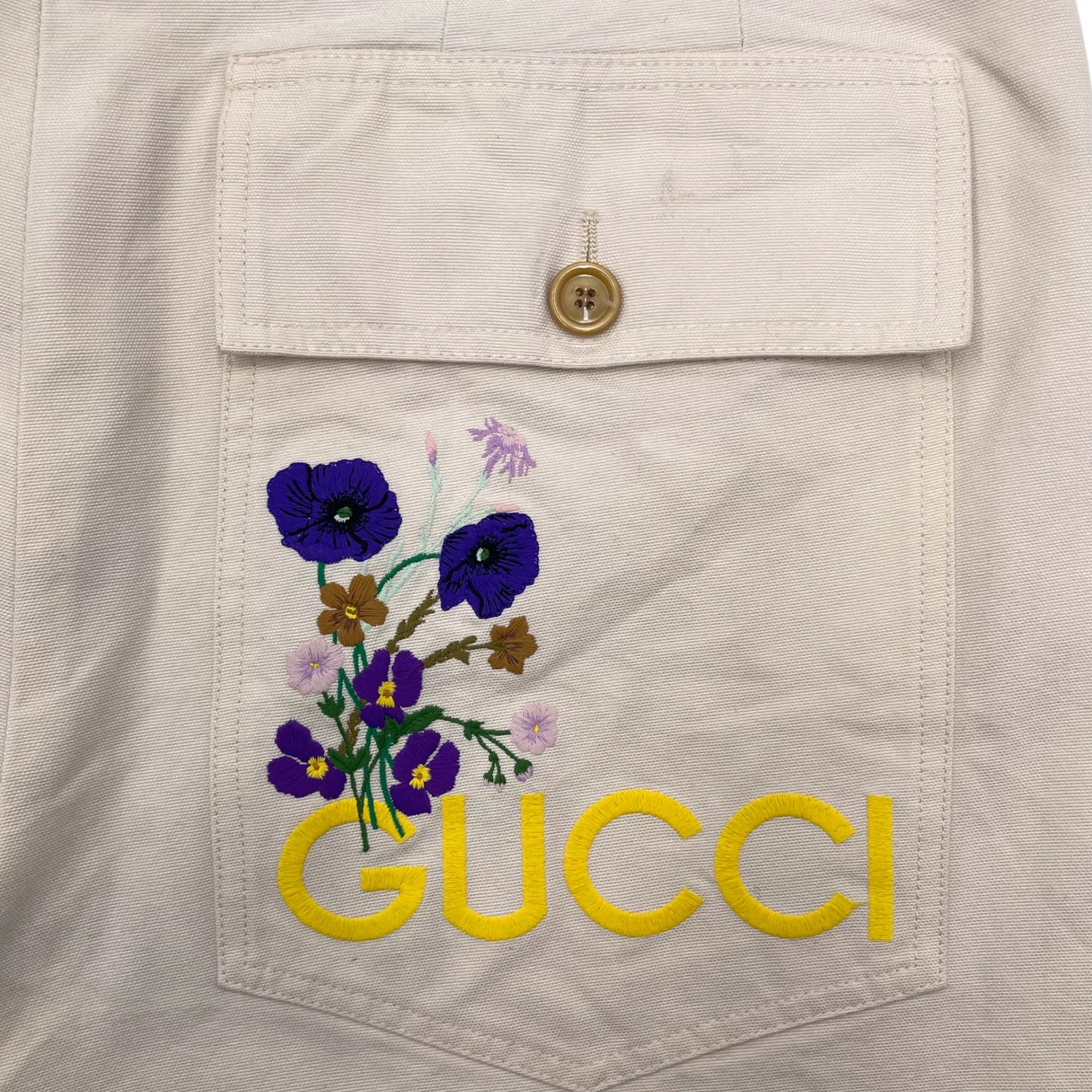 Gucci Beige Cotton Canvas Trousers - 46