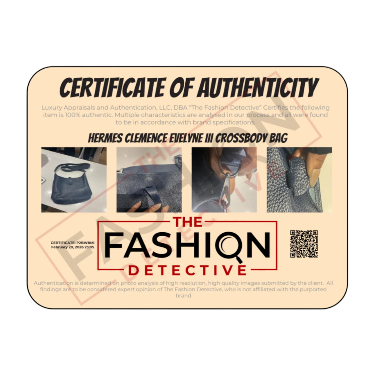 Authentication certificate
