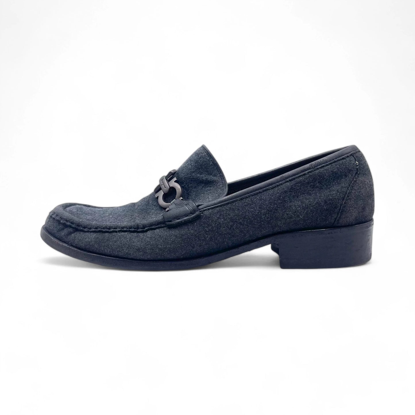 Ferragamo Grey Wool Loafers