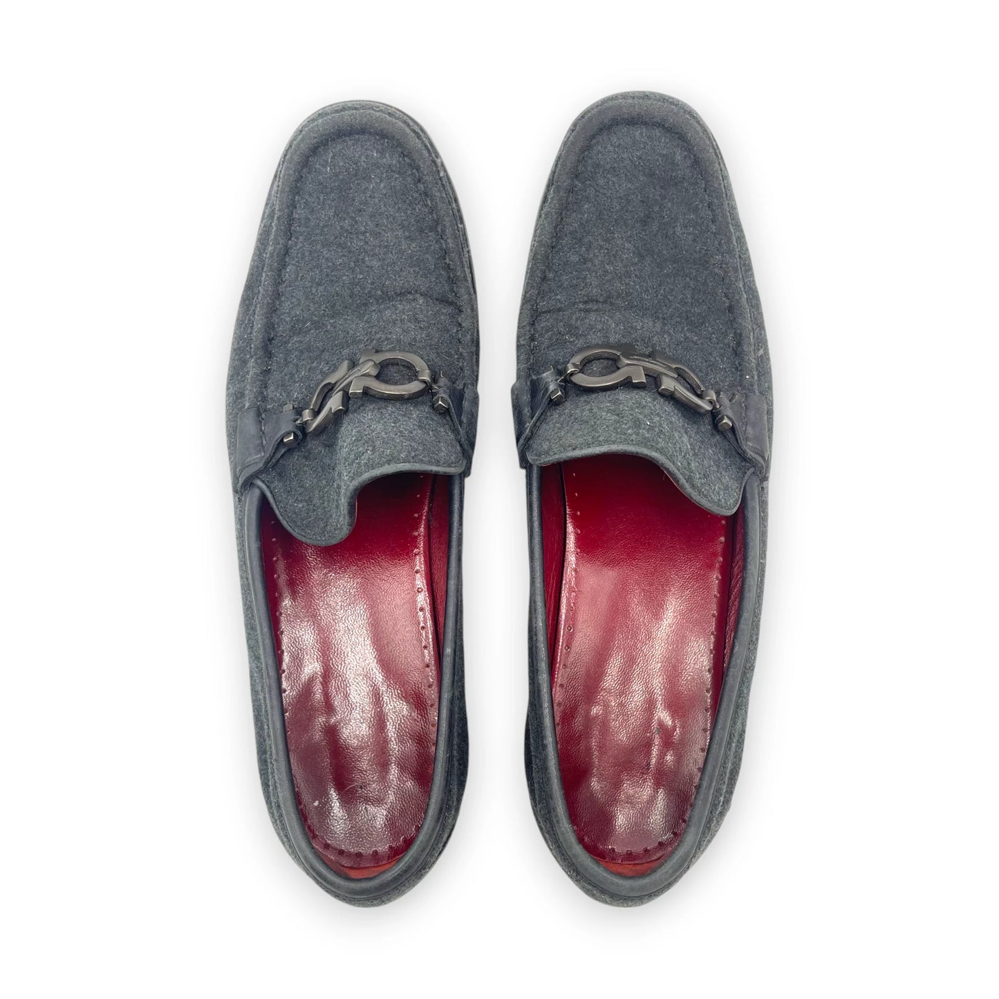 Ferragamo Grey Wool Loafers