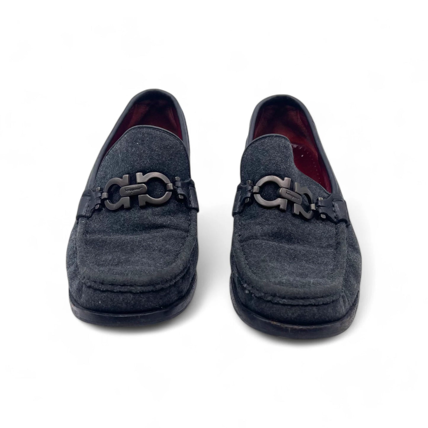 Ferragamo Grey Wool Loafers