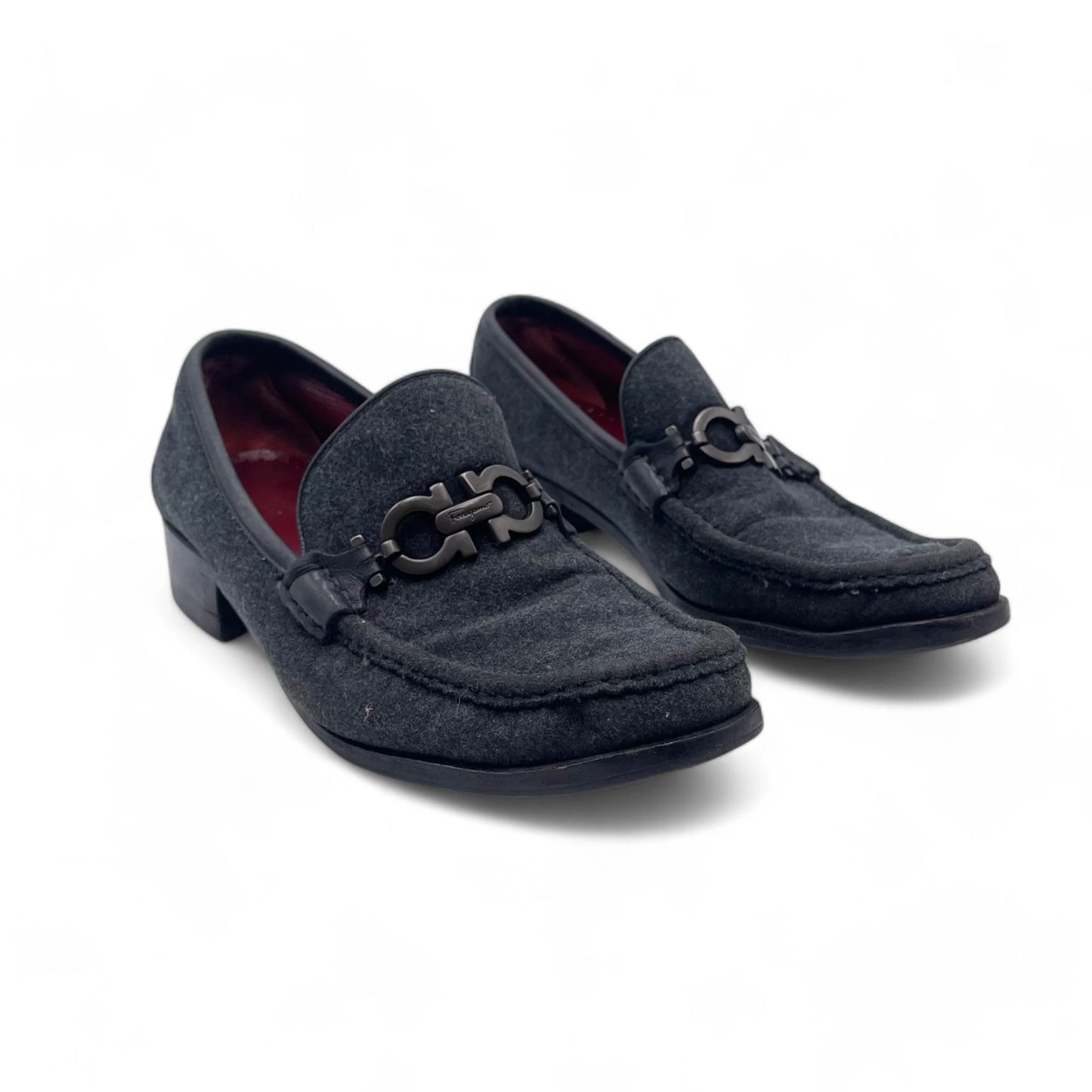 Ferragamo Grey Wool Loafers