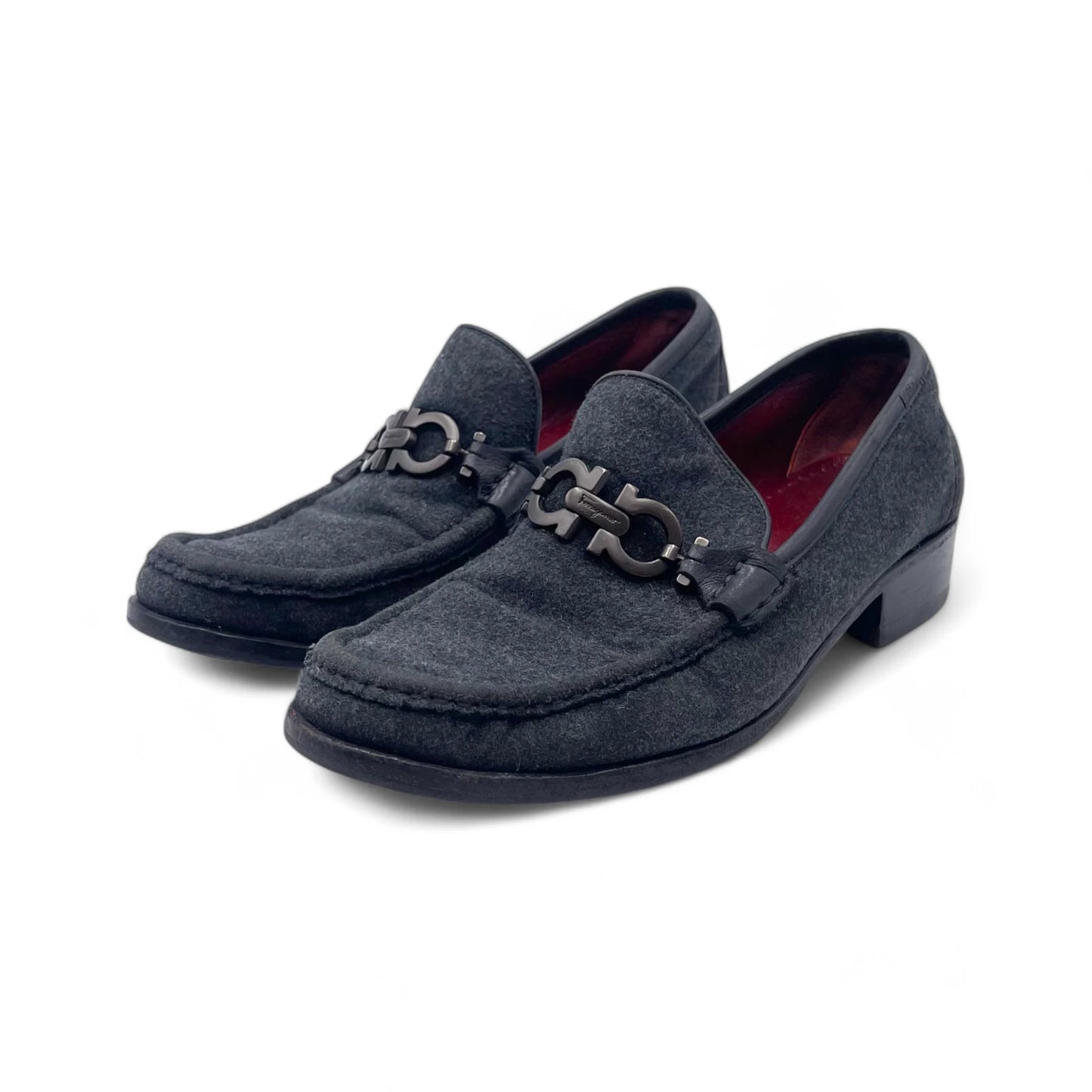 Ferragamo Grey Wool Loafers