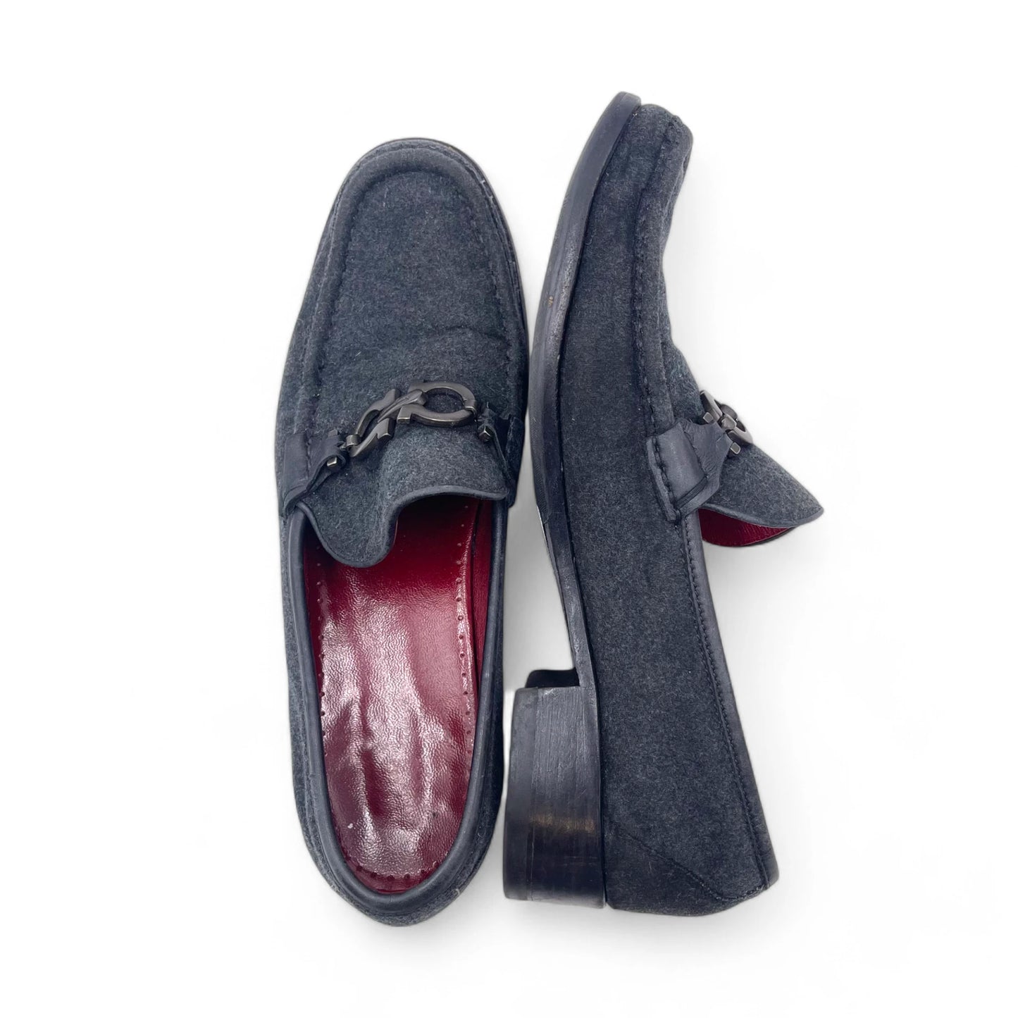 Ferragamo Grey Wool Loafers