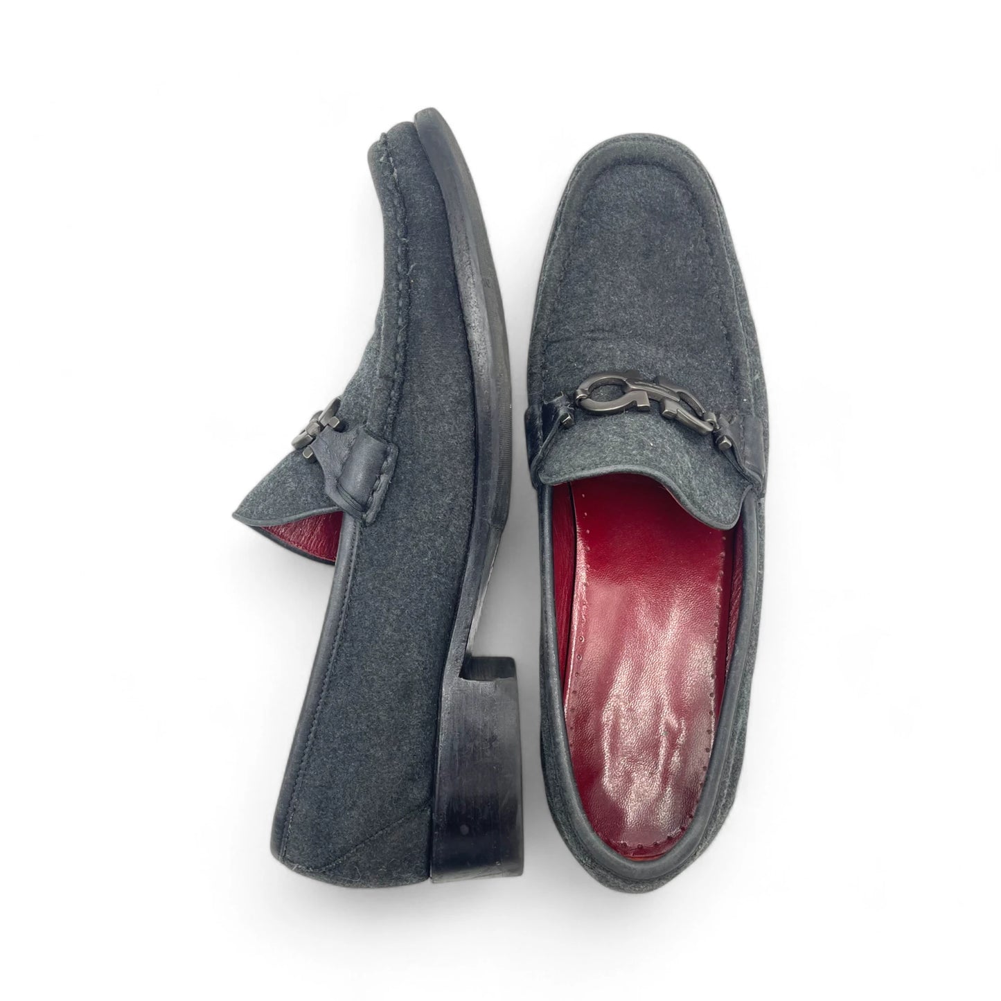 Ferragamo Grey Wool Loafers