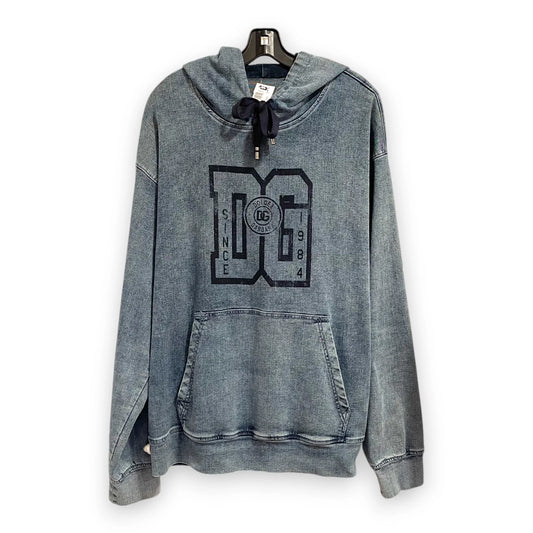 D&G Denim Wash Logo Hoodie Men XL