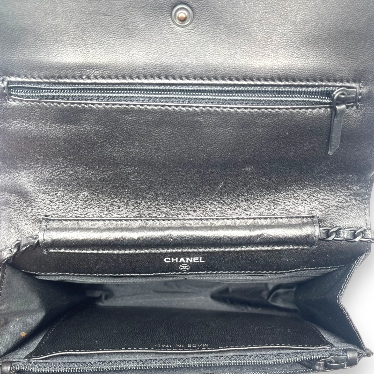 Chanel Black Tonal Chain Wallet