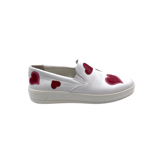 Prada White Leather Heart Slip On Women's Snkr